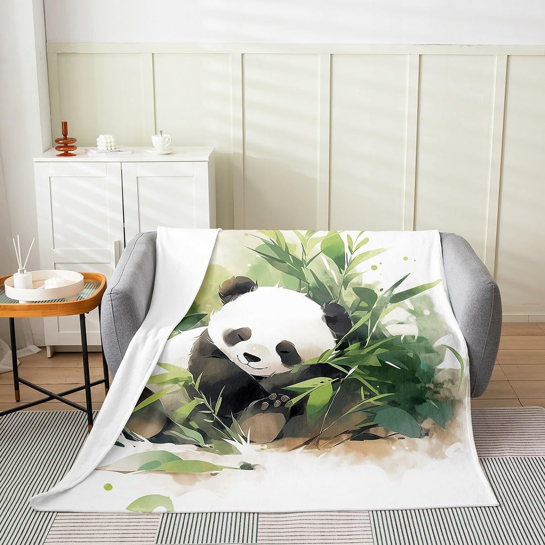 Panda Plush Blanket Cute Animal Fuzzy Blanket for Kids Boys Girls Cartoon Flannel Fleece Throw Blanket Botancial Leaf 40"x50" - Just Closeouts Canada Inc.X004DNEXMR