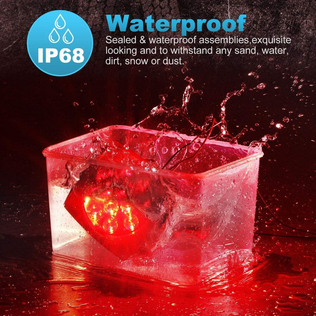 Partsam 12V Waterproof Square Led Trailer Light, Red LED Stop Turn Tail License Brake Running Light Lamp for Trailers Under 80" Boat Trailer Truck Marine Camper RV Snowmobile, IP68, DOT Compliant - Just Closeouts Canada Inc.