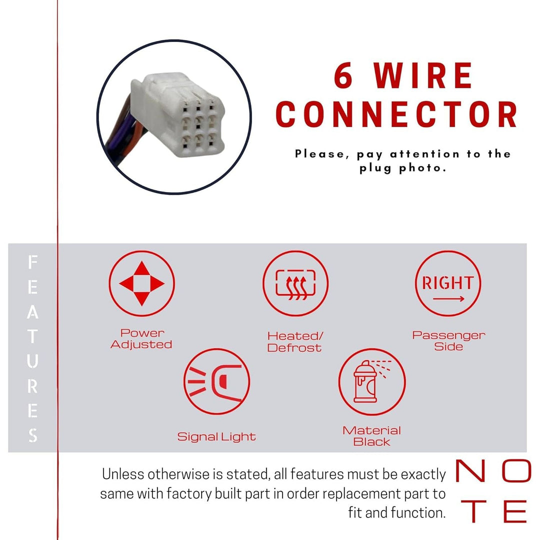 Passenger Side Mirror Replacement for Mazda CX - 5 2015 - 2016 Power Heated Led Turn Signal PTM 6PIN (Right) - Just Closeouts Canada Inc.