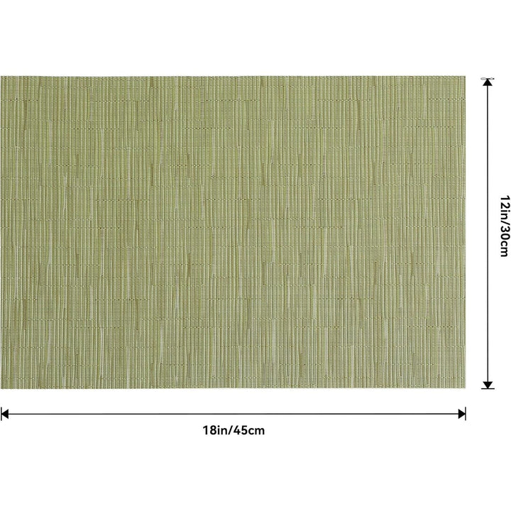 Pea Green Placemats Set of 6 - Heat Resistant Non - Slip Place mats for Dining Table, Washable Durable PVC Vinyl Woven Table Mats（Pea Green, 6） - Just Closeouts Canada Inc.
