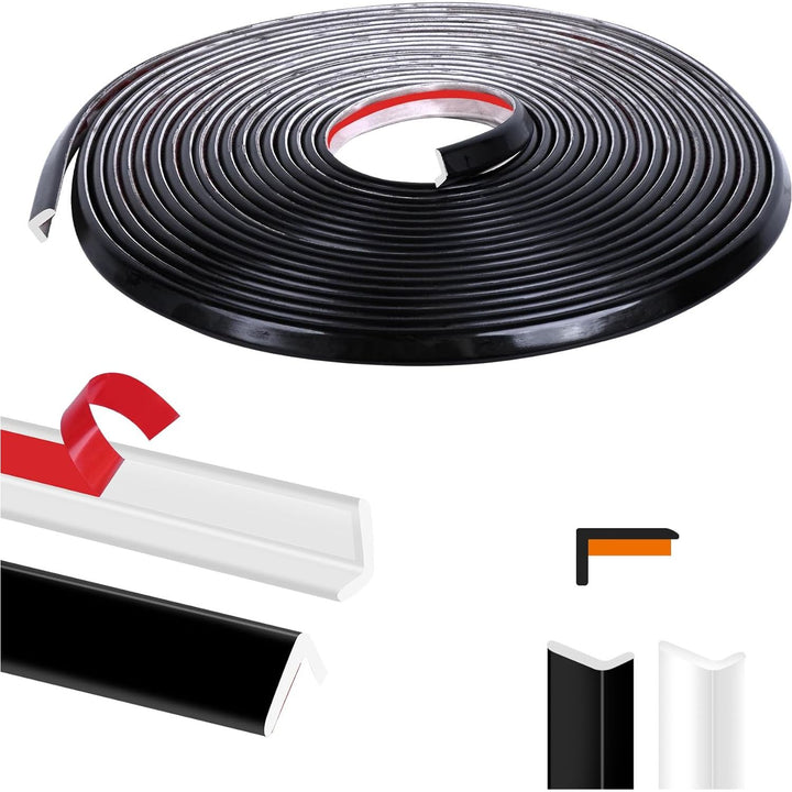 Peel and Stick Tile Edge Trim 20Ft L - Shape Tile Outside Corner Molding Vinyl Trim Tile Exterior Trim Edging Moulding for Bathroom Tile Backsplash End Shower Wall Edges Furniture Decoration - Black - Just Closeouts Canada Inc.