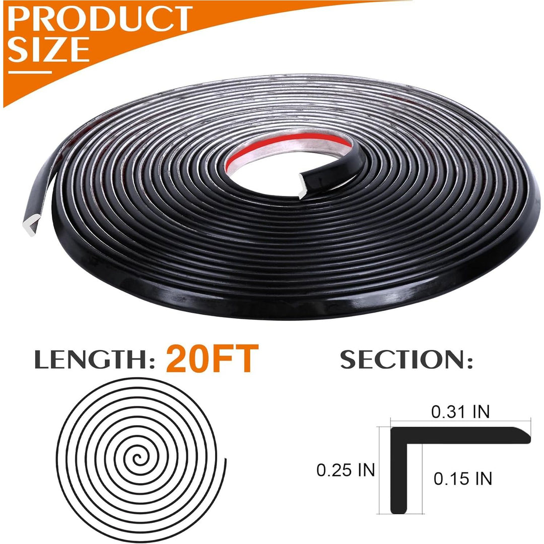 Peel and Stick Tile Edge Trim 20Ft L - Shape Tile Outside Corner Molding Vinyl Trim Tile Exterior Trim Edging Moulding for Bathroom Tile Backsplash End Shower Wall Edges Furniture Decoration - Black - Just Closeouts Canada Inc.