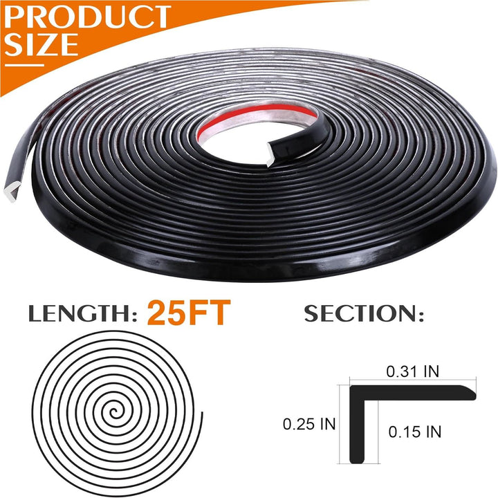 Peel and Stick Tile Edge Trim 25Ft L - Shape Tile Outside Corner Molding Vinyl Trim Tile Exterior Trim Edging Moulding for Bathroom Tile Backsplash End Shower Wall Edges Furniture Decoration - Black - Just Closeouts Canada Inc.