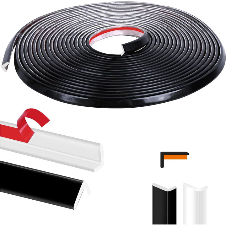 Peel and Stick Tile Edge Trim 25Ft L - Shape Tile Outside Corner Molding Vinyl Trim Tile Exterior Trim Edging Moulding for Bathroom Tile Backsplash End Shower Wall Edges Furniture Decoration - Black - Just Closeouts Canada Inc.