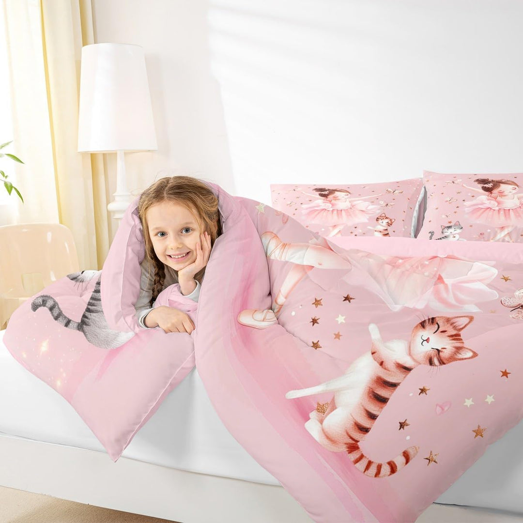 Pink Ballerina & Kittens Twin 2-Piece Comforter Set - Just Closeouts Canada Inc.X004OMQDTN
