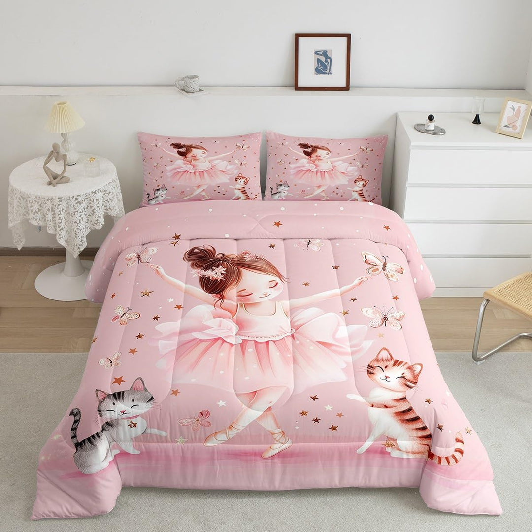 Pink Ballerina & Kittens Twin 2-Piece Comforter Set - Just Closeouts Canada Inc.X004OMQDTN