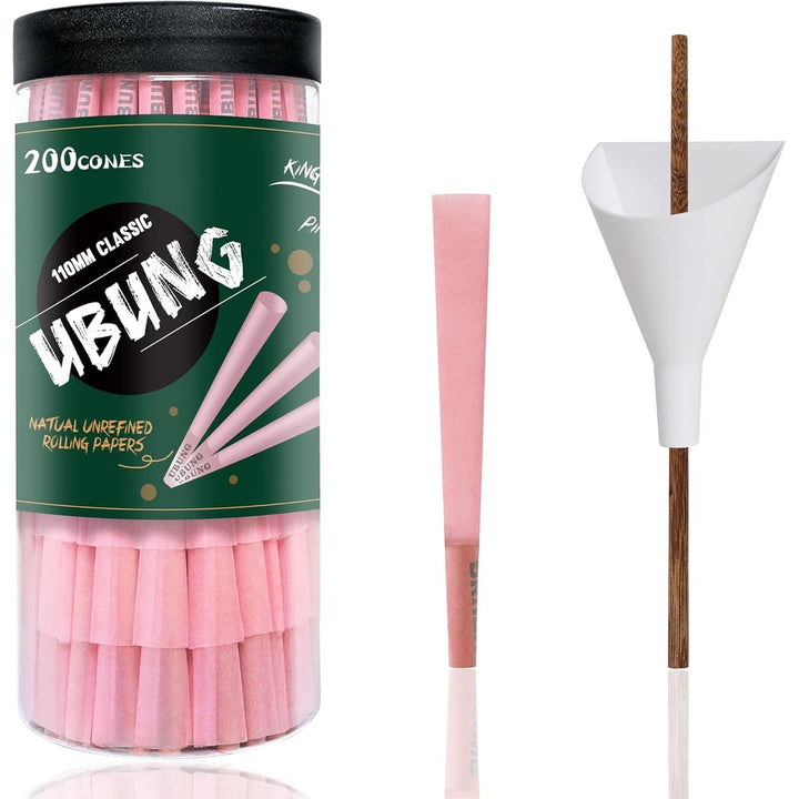 Pink Cones 200 Pack, King Size Pre Rolled Cone With Tips, Rolling Paper Length 4.25 in / 108 mm, Plant Fiber Paper, Includes Packaging Tools - Just Closeouts Canada Inc.X0049ZB04X