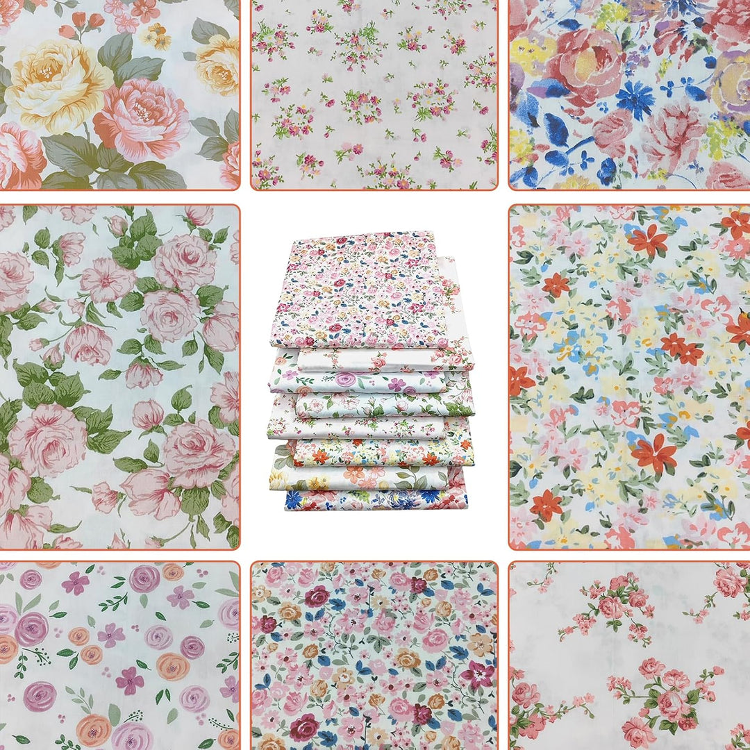 Pink Floral Cotton-Blend Fabric Squares – 8 Pieces, 50 × 50 cm - Just Closeouts Canada Inc.