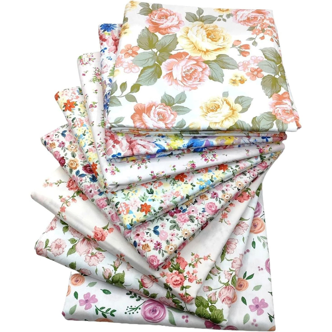 Pink Floral Cotton-Blend Fabric Squares – 8 Pieces, 50 × 50 cm - Just Closeouts Canada Inc.