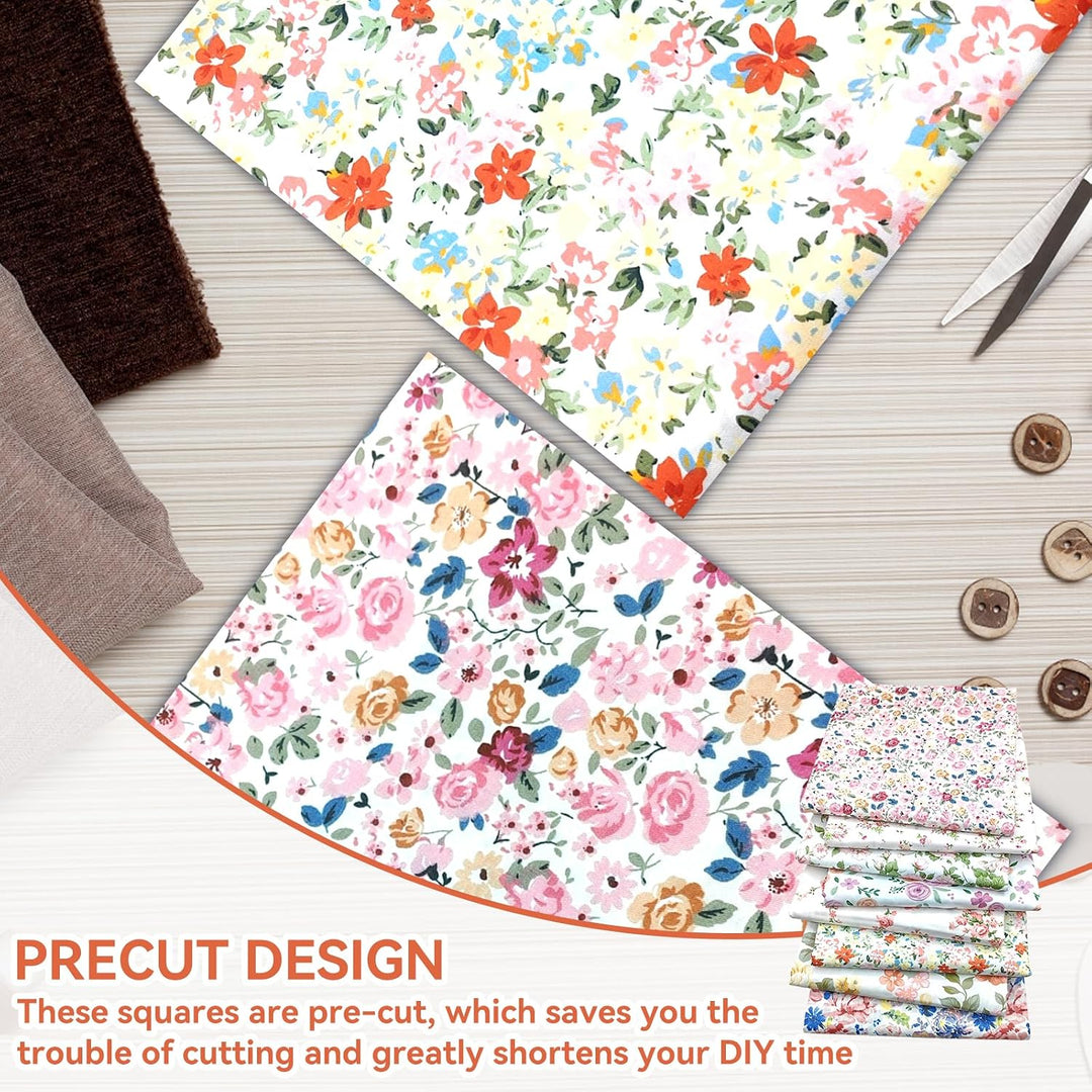 Pink Floral Cotton-Blend Fabric Squares – 8 Pieces, 50 × 50 cm - Just Closeouts Canada Inc.