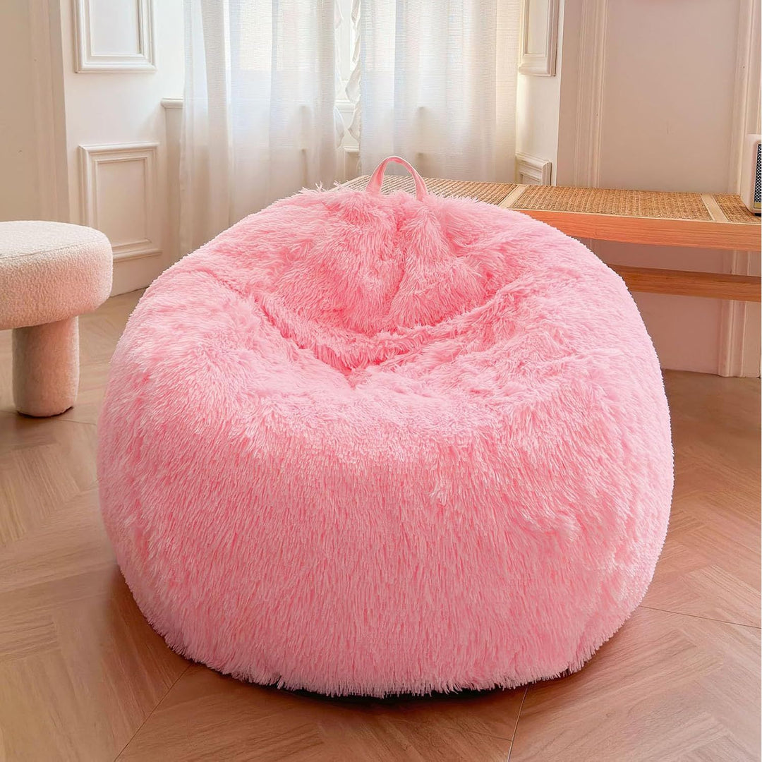 Pink Kids' Plush Faux Fur Bean Bag Cover, 28 × 28 × 32 in (No Filler) - Just Closeouts Canada Inc.X004LDI83J