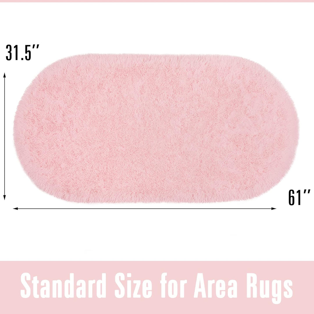 Pink Rug Soft Fluffy Oval Rugs Kids Rug for Girls Boys Bedroom Oval Throw Rug for Nursery Reading Room, Shaggy Cute Rugs Bedside School Dorm Home DŽcor, 2.6 x 5.3 Feet - Just Closeouts Canada Inc.X003QMUPO1