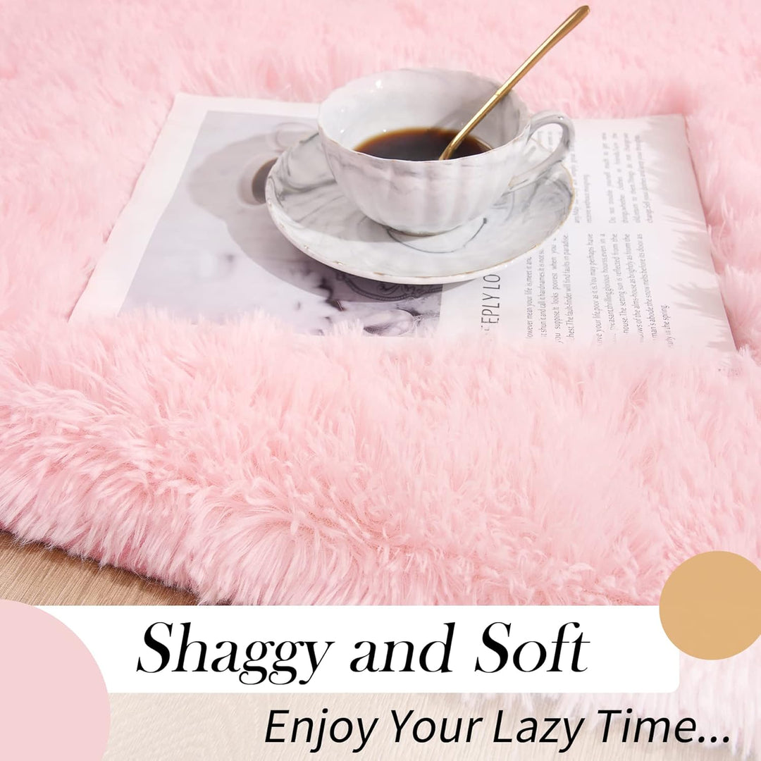 Pink Rug Soft Fluffy Oval Rugs Kids Rug for Girls Boys Bedroom Oval Throw Rug for Nursery Reading Room, Shaggy Cute Rugs Bedside School Dorm Home DŽcor, 2.6 x 5.3 Feet - Just Closeouts Canada Inc.X003QMUPO1