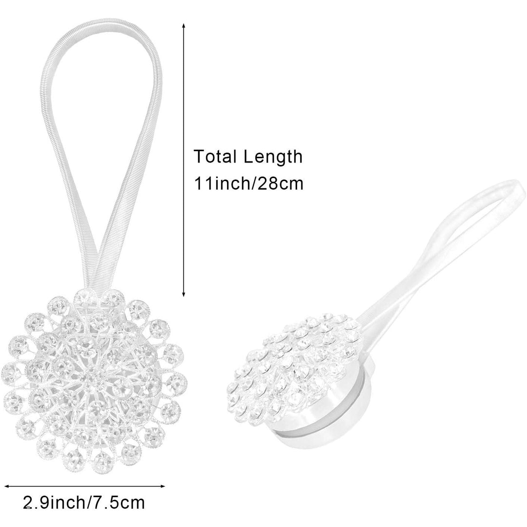 Pinowu Magnetic Crystal Flower Curtain Tiebacks (2 Pack), Decorative Curtain Holdback Buckle Clips with Stretchable String Rope for Bedroom, Living Room, Office - Just Closeouts Canada Inc.
