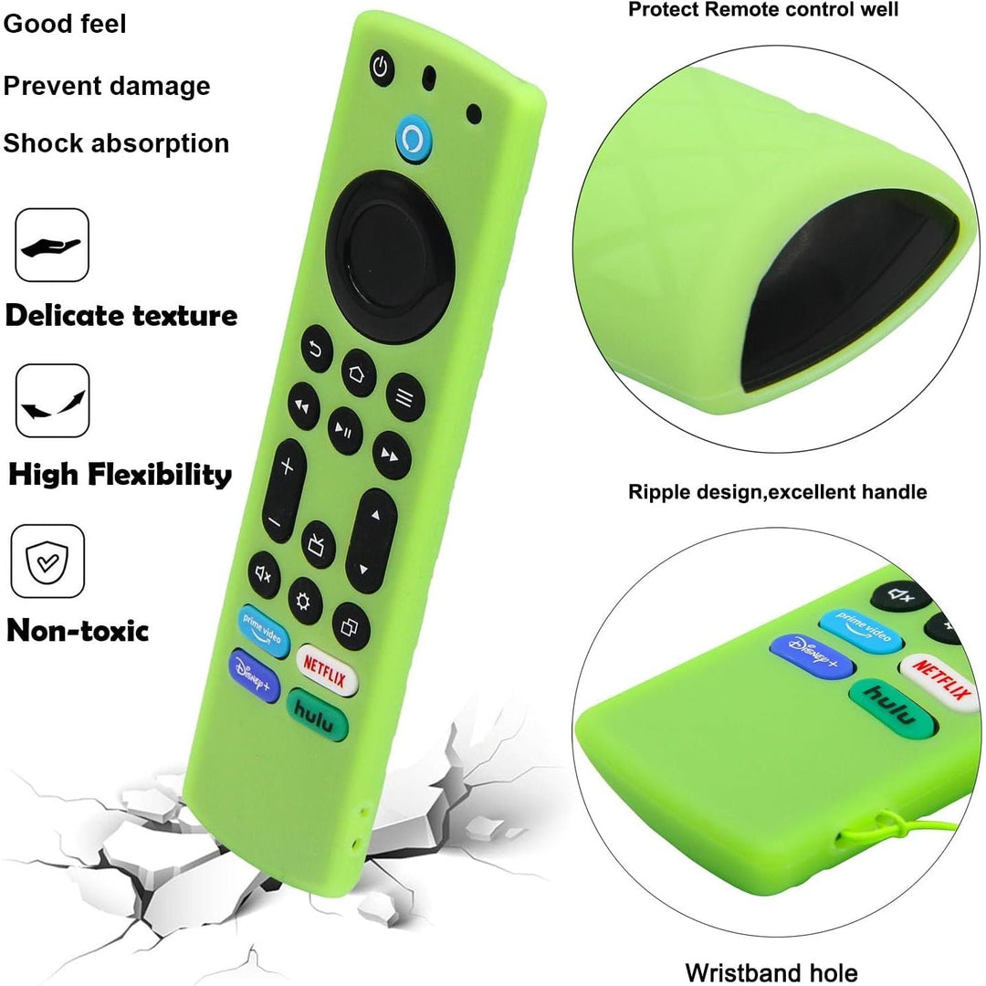 Pinowu Silicone Remote Case (2pcs, Glow in The Dark) for Firestick 4K Max/Toshiba/Insignia/Pioneer/Omni (QLED) Series Alexa Voice Remote Enhanced w/Lanyard - Just Closeouts Canada Inc.