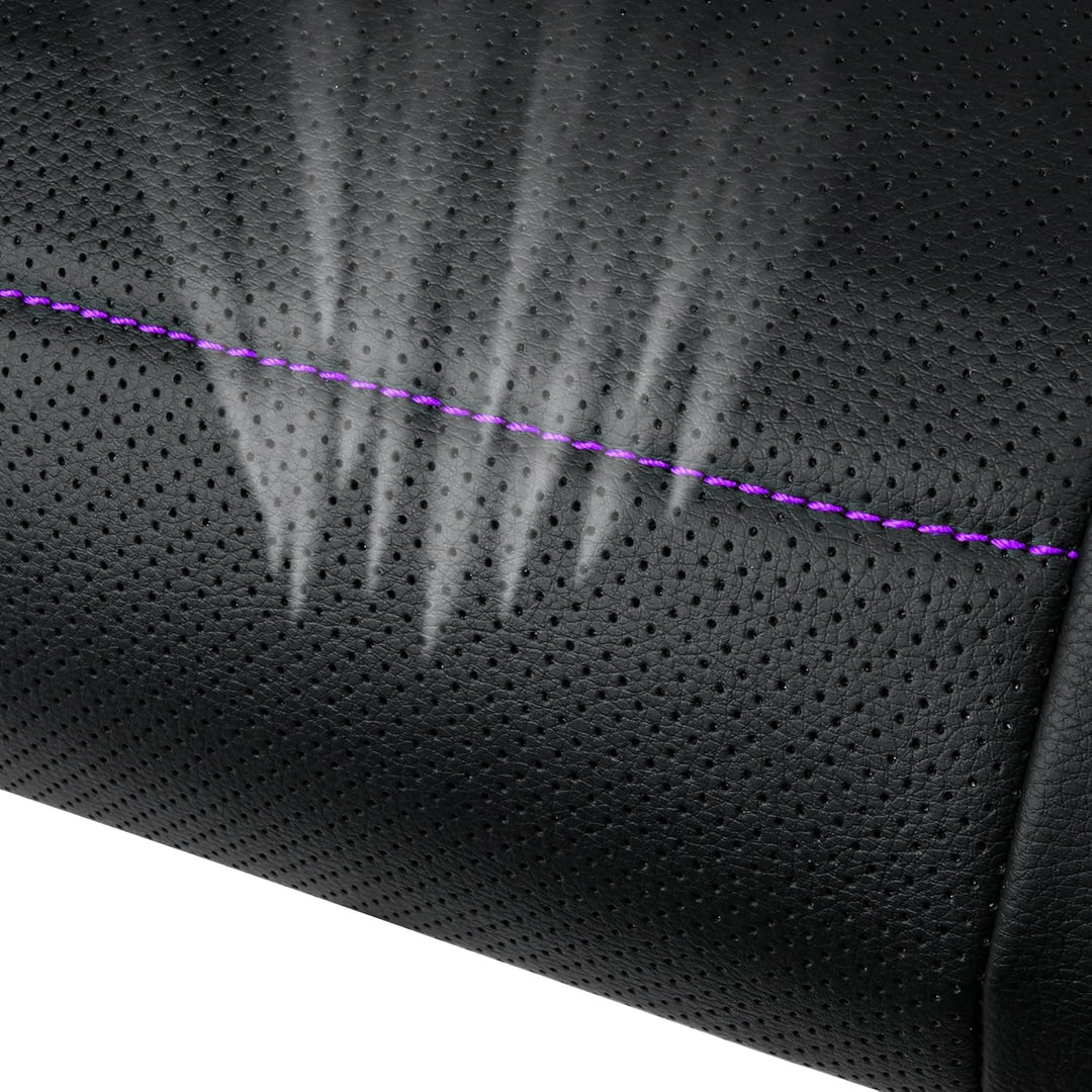 Piping PU Leather Car Seat Cover,Inside Zipper Design and Reserved Opening Holes Airbag Compatible,Universal FIT for Car, SUVs,Van,Trucks,Full Set, Black & Purple - Just Closeouts Canada Inc.