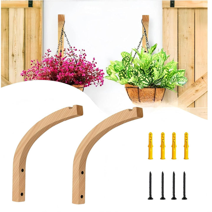 Plant Wall Hangers Wooden Plant Hooks, Plant Hangers Indoor, Wall Mounted Hanging Plant Hooks for Planters, for Planters Lanterns Flower Bracket Wind Chimes Decoration Hooks(2Pcs) - Just Closeouts Canada Inc.
