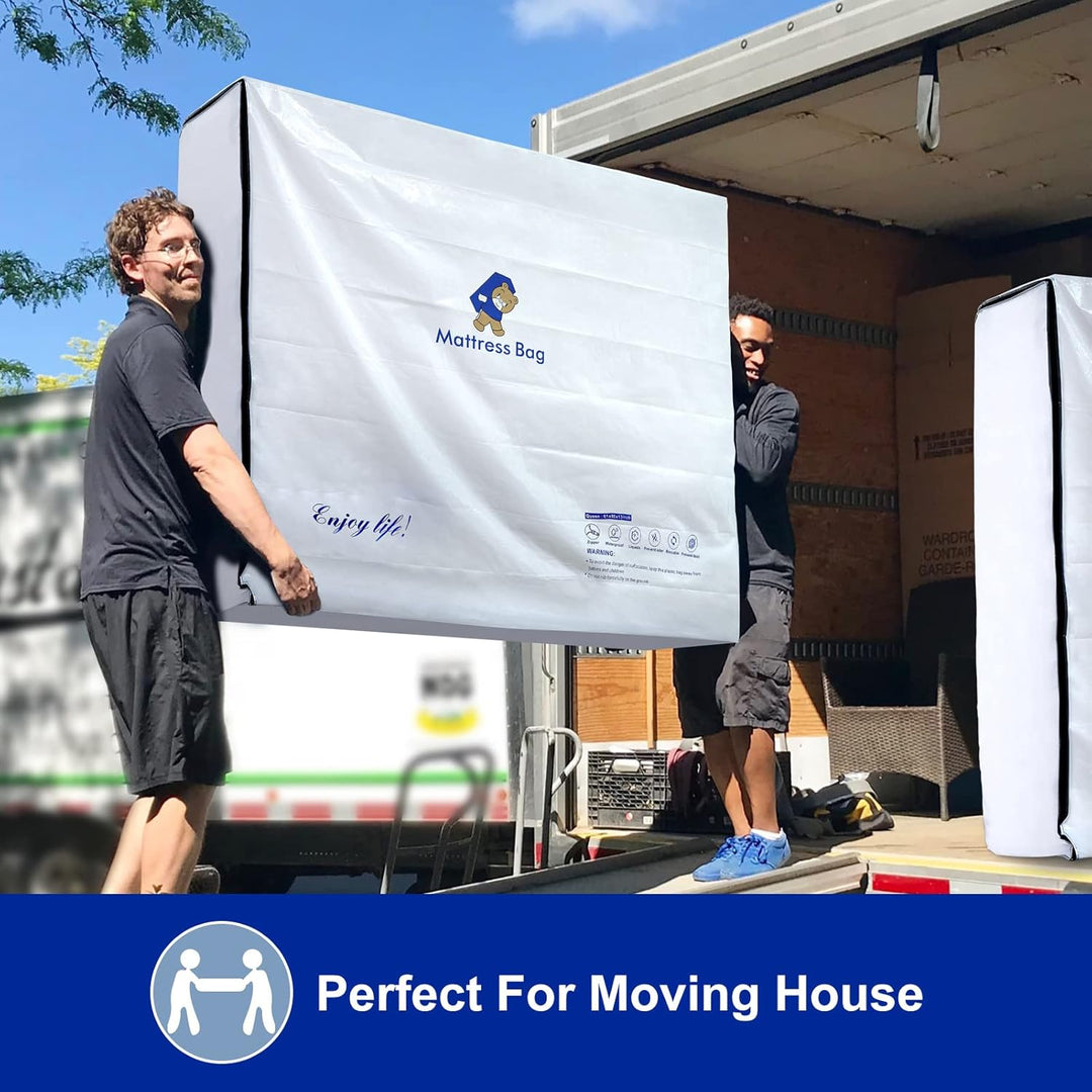 Plastic Mattress Bag for Moving Storage, 6 Mil Waterproof Zippered Mattress Cover, Mattress Protector for Moving Supplies - Queen Size - Just Closeouts Canada Inc.