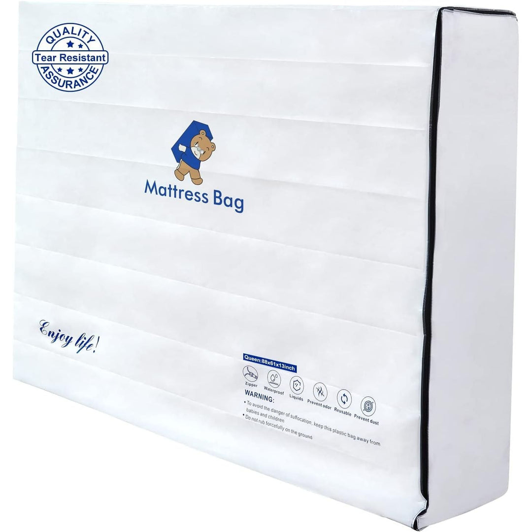 Plastic Mattress Bag for Moving Storage, 6 Mil Waterproof Zippered Mattress Cover, Mattress Protector for Moving Supplies - Queen Size - Just Closeouts Canada Inc.