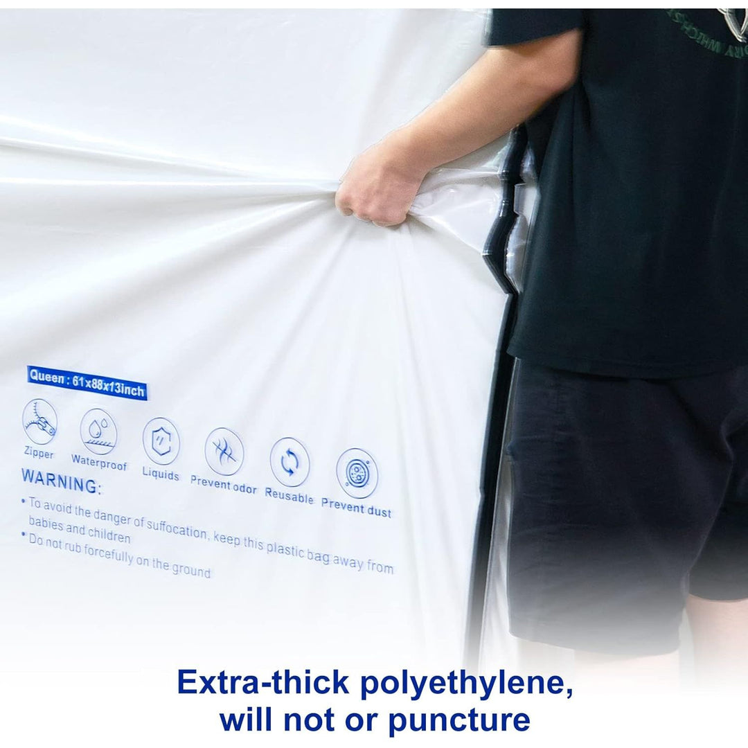 Plastic Mattress Bag for Moving Storage, 6 Mil Waterproof Zippered Mattress Cover, Mattress Protector for Moving Supplies - Queen Size - Just Closeouts Canada Inc.