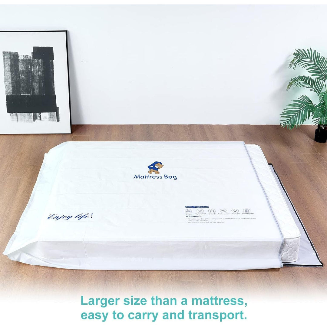 Plastic Mattress Bag for Moving Storage, 6 Mil Waterproof Zippered Mattress Cover, Mattress Protector for Moving Supplies - Queen Size - Just Closeouts Canada Inc.