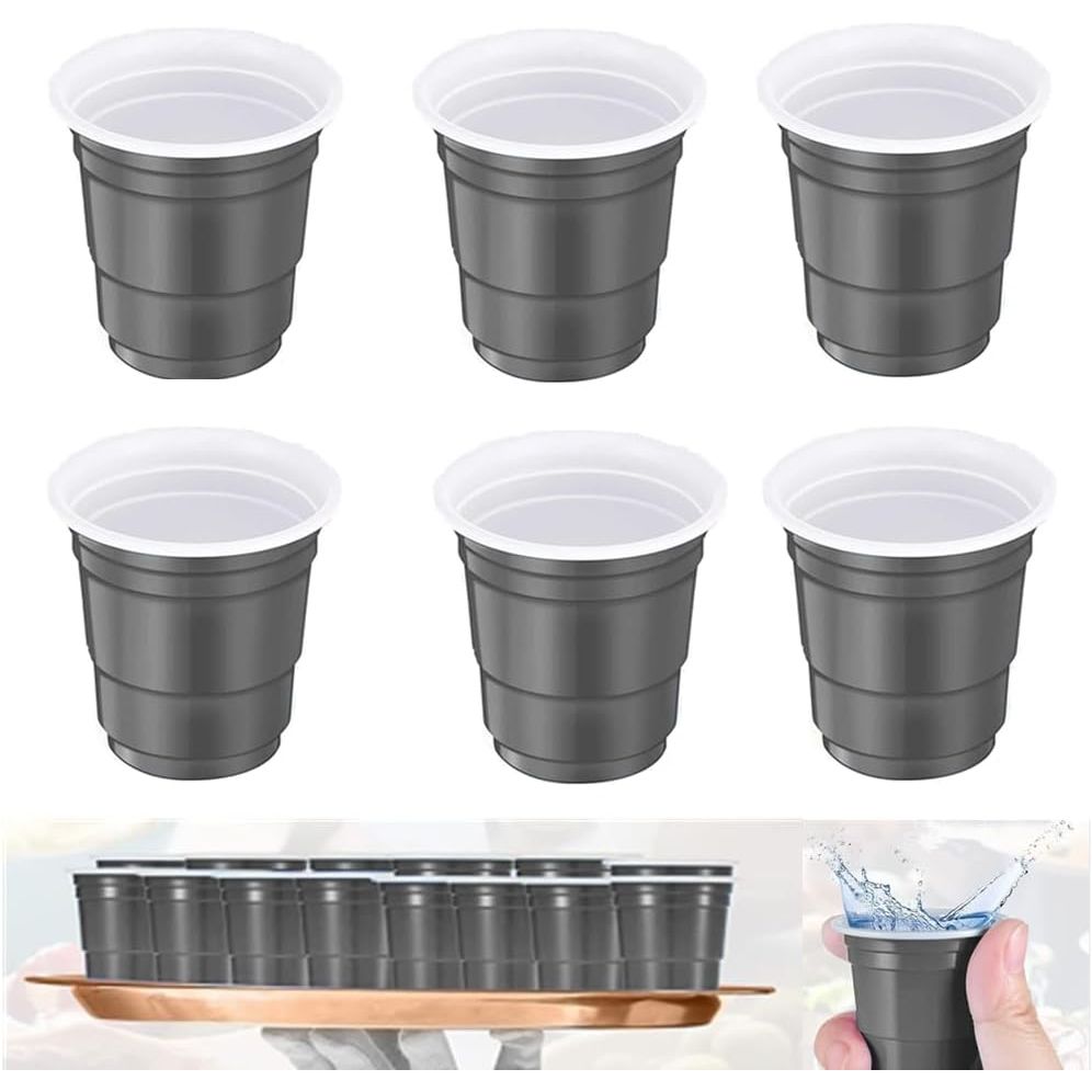 Plastic Shot Glasses, 150 PCS Plastic Shot Glasses, Reusable Party Cups, Mini Plastic Cups for Birthday Party Taste Serving Snacks Samples and Tastings (Black) - Just Closeouts Canada Inc.