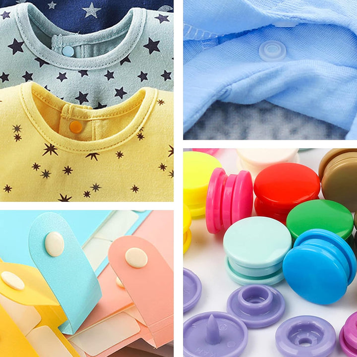 Plastic Snaps with Snap Pliers,460 Sets 24 - Colors Plastic Snaps and Tool Set, T5 Plastic Snap Buttons,Plastic Snap Fasteners for Sewing,Clothing,Crafting,Diaper,Bibs - Just Closeouts Canada Inc.