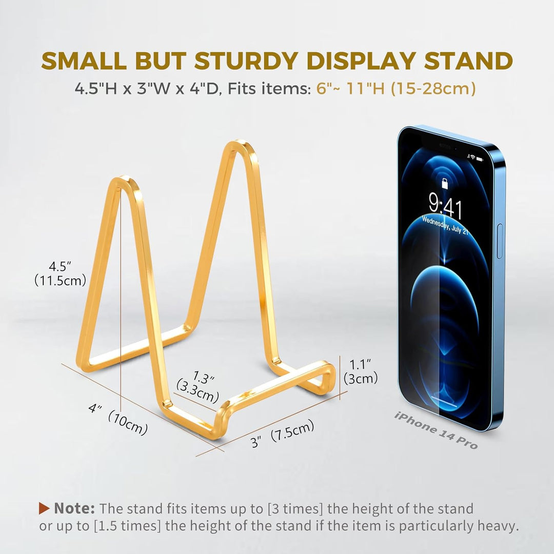 Plate Holder Easel Display Stand - 4.5 inch Metal Plate Stands for Display - Tabletop Picture Stand - Gold Iron Easels for Display Pictures | Photo Frames | Book | Decorative Plates | Plaque - Just Closeouts Canada Inc.