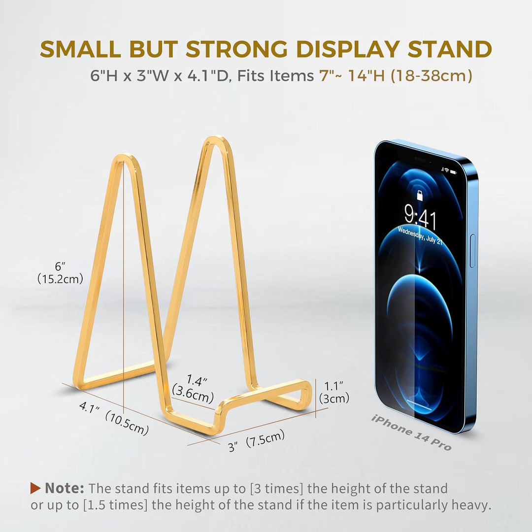 Plate Holder Easel Display Stand - 6 inch Metal Plate Stands for Display - Tabletop Picture Stand - Gold Iron Easels for Display Pictures | Photo Frames | Book | Decorative Plates | Plaque - 3 Pack - Just Closeouts Canada Inc.
