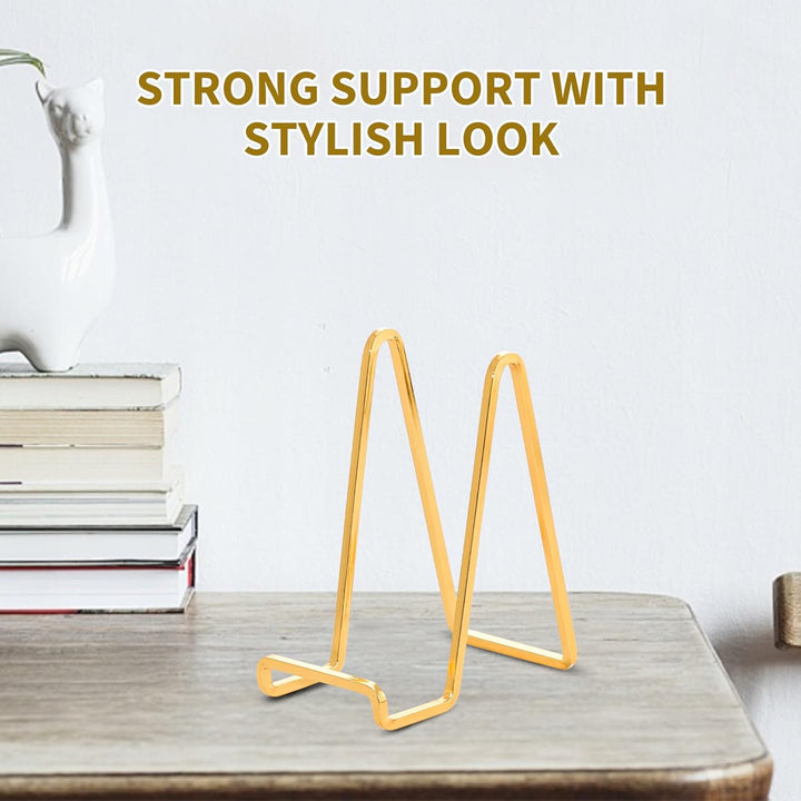 Plate Holder Easel Display Stand - 6 inch Metal Plate Stands for Display - Tabletop Picture Stand - Gold Iron Easels for Display Pictures | Photo Frames | Book | Decorative Plates | Plaque - 3 Pack - Just Closeouts Canada Inc.