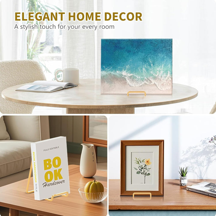 Plate Holder Easel Display Stand - 6 inch Metal Plate Stands for Display - Tabletop Picture Stand - Gold Iron Easels for Display Pictures | Photo Frames | Book | Decorative Plates | Plaque - 3 Pack - Just Closeouts Canada Inc.