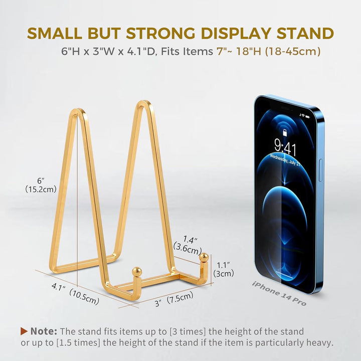 Plate Holder Easel Display Stand - 6 inch Metal Plate Stands for Display - Tabletop Picture Stand - Gold Iron Easels for Display Pictures | Photo Frames | Book | Decorative Plates | Plaque - 4 Pack, Gold - Just Closeouts Canada Inc.X003A3D7UP