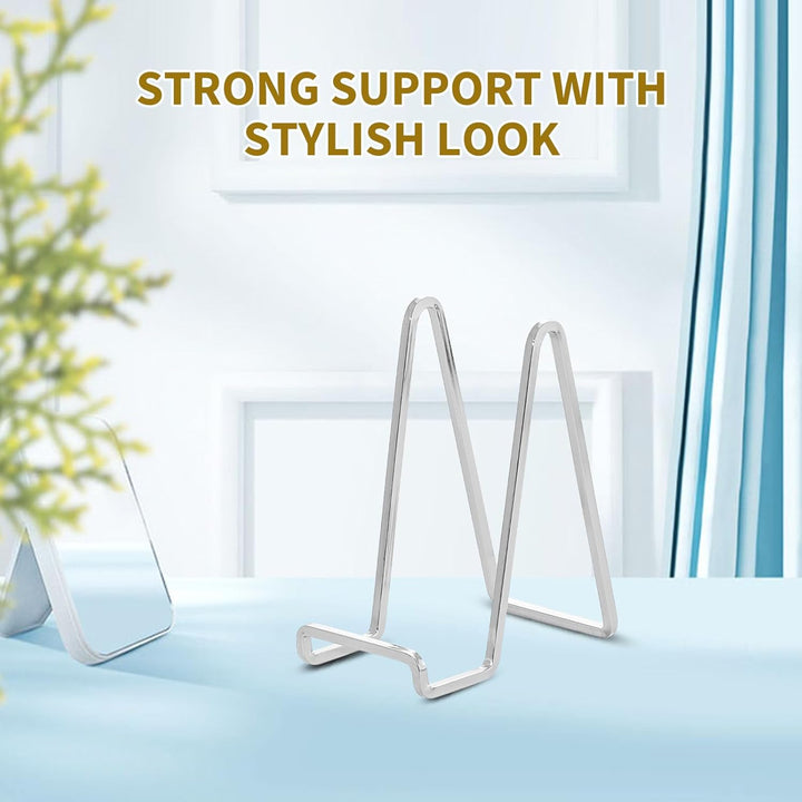 Plate Holder Easel Display Stand - 6 inch Metal Plate Stands for Display - Tabletop Picture Stand - Silver Iron Easels for Display Pictures | Photo Frames | Book | Decorative Plates | Plaque - 3 Pack - Just Closeouts Canada Inc.X003CPLDTX