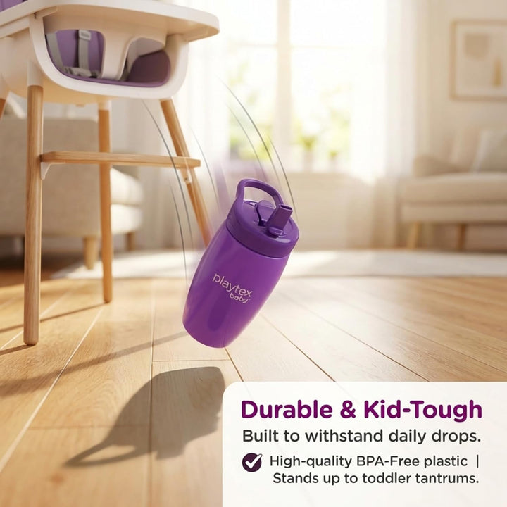 Playtex Baby Sip & Seal Straw Cups, 2 - Pack – 13.5oz (400mL) Toddler Sippy Cups with Flip - Top Straw, BPA - Free, Spill - Proof, Easy Clean, for 12 Months+, Purple & Cyan - Just Closeouts Canada Inc.