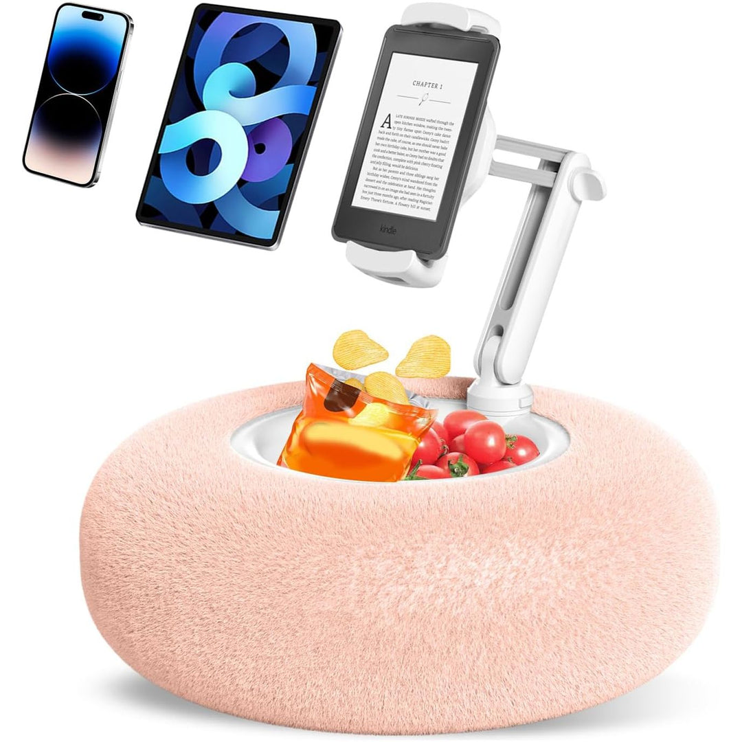 PlsHugek Pillow Stand Holder for Kindle Tablet iPad with Snack Bowl, Lap Cozy Pillow Stand Holder for Reading in Bed for 4.7" - 11" Kindle, Tablet, iPad, iPhone, Google, Samsung (Pink) - Just Closeouts Canada Inc.