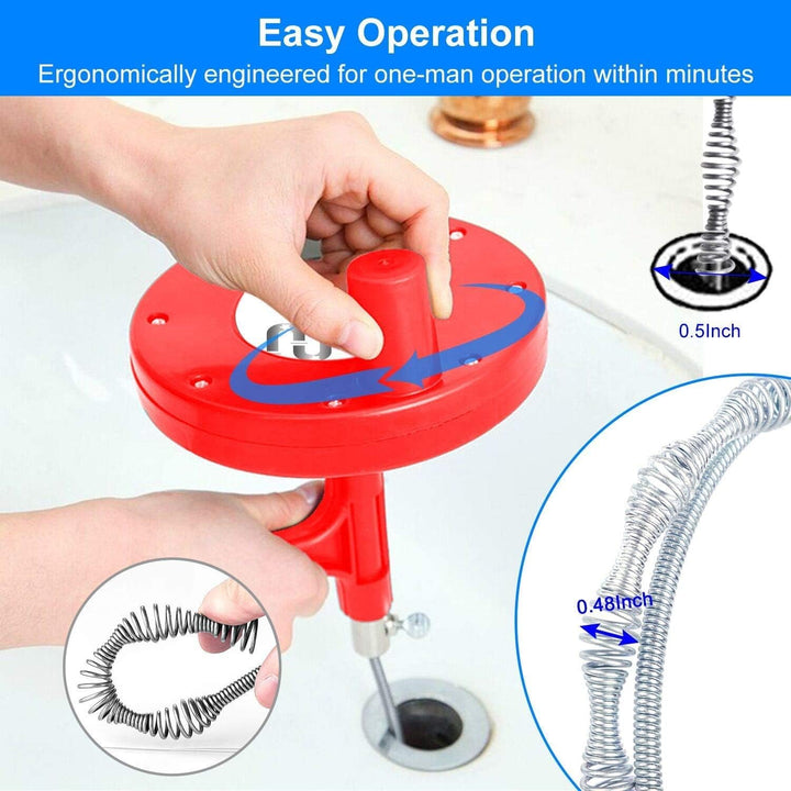 Plumbing Snake Drain Auger, 25 Ft Flexible Sink Snake, Pipe Snake, Drain Clog Remover for Bathroom Kitchen Sink, Sewer Tool,Shower Drain, Comes with Gloves and 1 Pack Plastic Hair Snake - Just Closeouts Canada Inc.