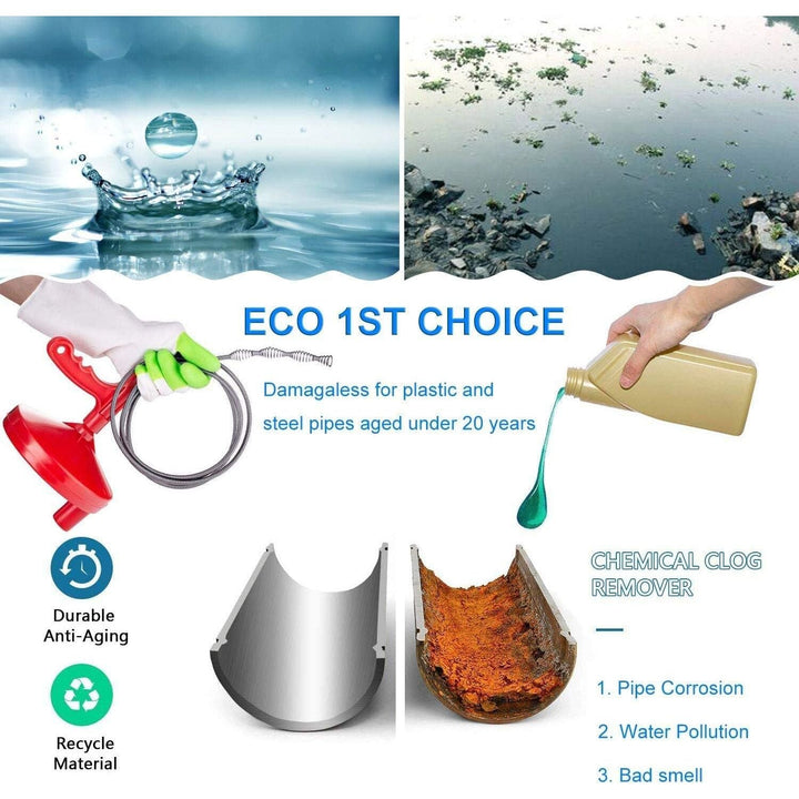Plumbing Snake Drain Auger, 25 Ft Flexible Sink Snake, Pipe Snake, Drain Clog Remover for Bathroom Kitchen Sink, Sewer Tool,Shower Drain, Comes with Gloves and 1 Pack Plastic Hair Snake - Just Closeouts Canada Inc.
