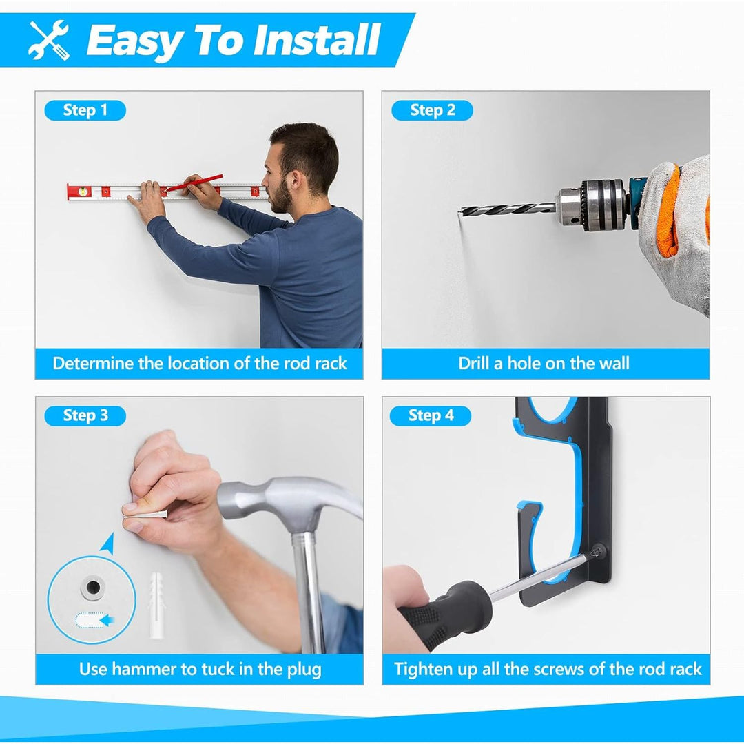 PLUSINNO H5 Horizontal Fishing Rod/Pole Holders, Fishing Pole Holders for Garage, Wall or Ceiling Mounted Fishing Rod Rack… - Just Closeouts Canada Inc.