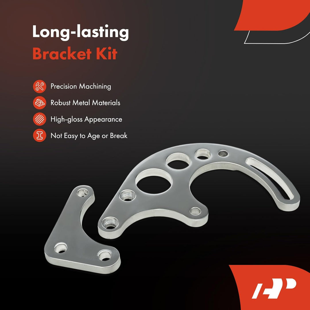 Polished Power Steering Pump Bracket Kit for Small-Block Chevrolet, Long Water Pump - Just Closeouts Canada Inc.
