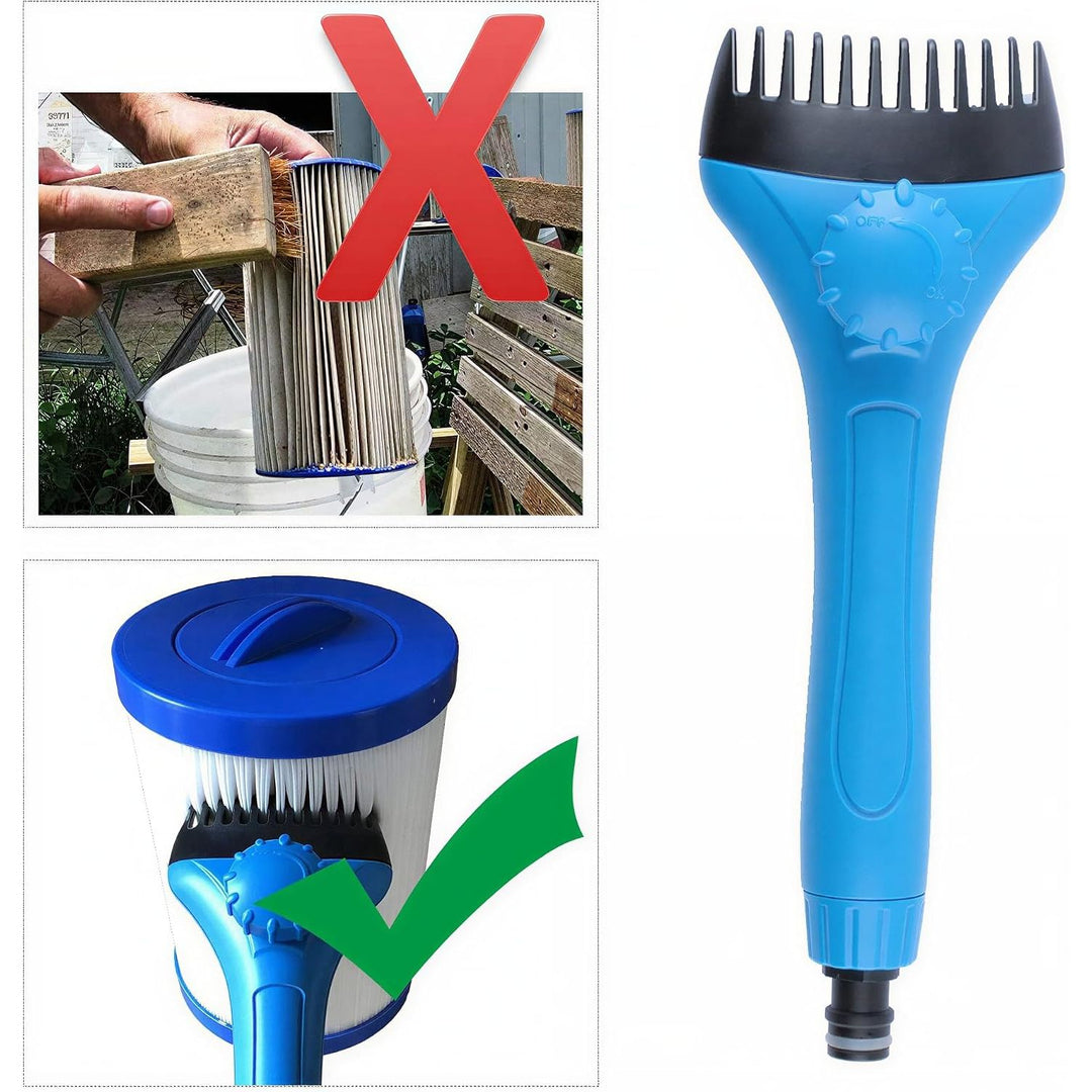 Pool Spa Filter Cartridge Cleaner Tool, Handheld Pool Filter Cleaning Tool Removes Debris and Dirt from Spa and Hot Tub Filters(with Adapter) - Just Closeouts Canada Inc.