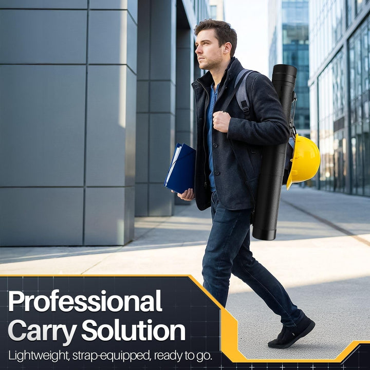 Poster, Art, Document Tube with Strap, Expandable Waterproof Plastic Container, Telescoping Cylindrical Storage Case, Portable Paper Holder for Draft Sketch Blueprint, Black, L - Just Closeouts Canada Inc.