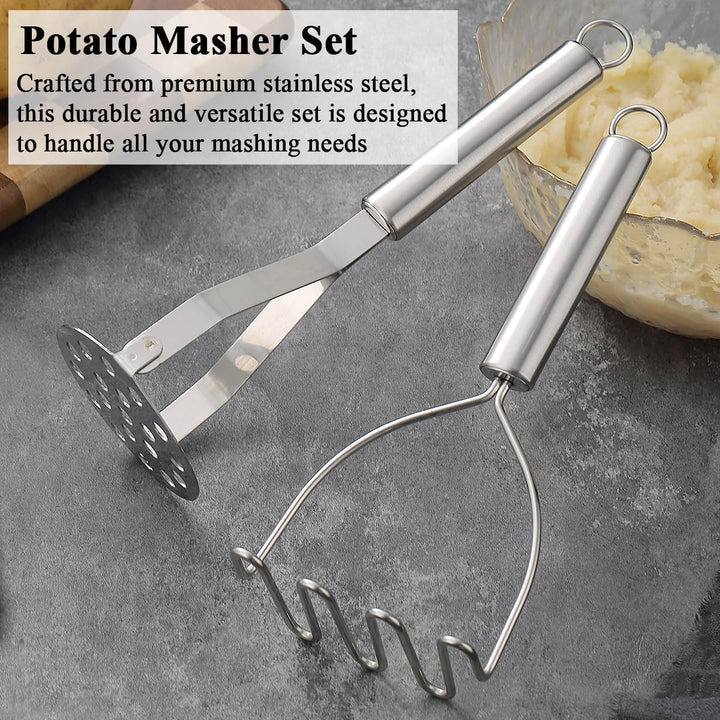 Potato Masher Stainless Steel 2pcs, Durable Mashed Masher Kitchen Tool, Mash Kitchen Utensils Gadgets Easy to Clean - Just Closeouts Canada Inc.X004VS4C8T