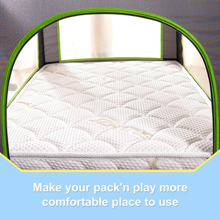 Premium Pack and Play Mattress Topper 38" x 26" - Breathable, Soft, Medium Firmness Playpen Mattress Topper - Fits Pack N Play Playpens - White - Just Closeouts Canada Inc.