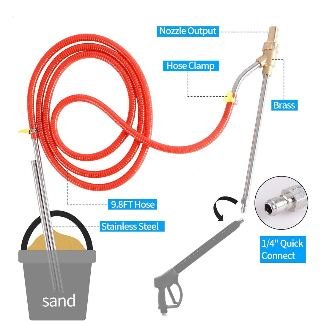 Pressure Washer Sandblasting Kit, Sand Blaster for Pressure Washer with Replacement Nozzle Tips,Protect Glasses,1/4 Inch Quick Disconnect 5000 PSI for Abrasive Cleaning - Just Closeouts Canada Inc.