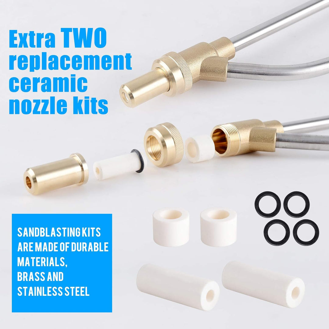 Pressure Washer Sandblasting Kit, Sand Blaster for Pressure Washer with Replacement Nozzle Tips,Protect Glasses,1/4 Inch Quick Disconnect 5000 PSI for Abrasive Cleaning - Just Closeouts Canada Inc.