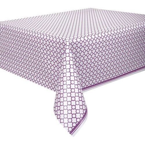 Pretty Purple Quatrefoil Rectangular Plastic Table Cover 54" x 108" - Just Closeouts Canada Inc.011179504220