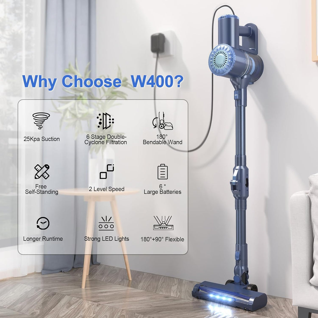 Prettycare Cordless Vacuum Cleaner, 6 in 1 Stick Vacuum with 180° Bendable Wand，Self - Standing Powerful Suction Rechargeable Vacuum Cleaners, Lightweight Vacuum for Hardwood Floor Carpet Pet Hair - Just Closeouts Canada Inc.