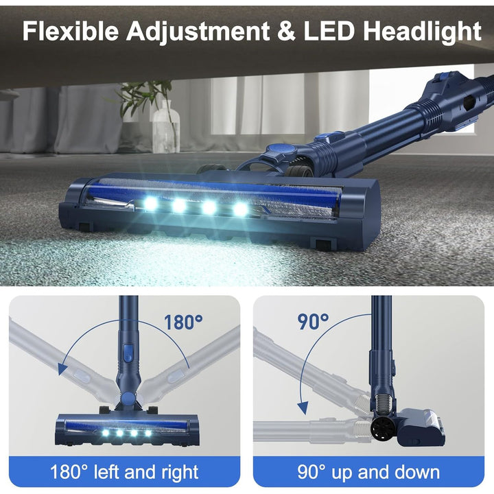 Prettycare Cordless Vacuum Cleaner, 6 in 1 Stick Vacuum with 180° Bendable Wand，Self - Standing Powerful Suction Rechargeable Vacuum Cleaners, Lightweight Vacuum for Hardwood Floor Carpet Pet Hair - Just Closeouts Canada Inc.