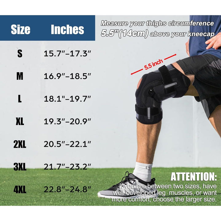 Professional Knee Brace for Knee Pain, Hinged Knee Support with Patented X - Straps Fiting System, Strong Stability for Joint Pain Relief, Arthritis, Meniscus Tear, ACL, PCL, MCL, Sports, Workout, Large - Just Closeouts Canada Inc.