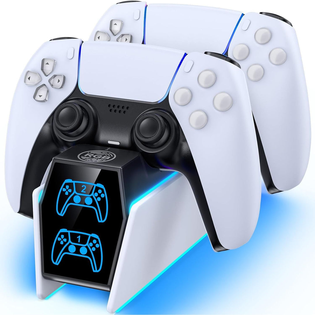 PS5 Controller Charger Compatible with PlayStation 5 Edge & Dual Controller, Tokluck PS5 Charging Dock with Charging Cable, PS5 Charger with LED Indicators, White - Just Closeouts Canada Inc.